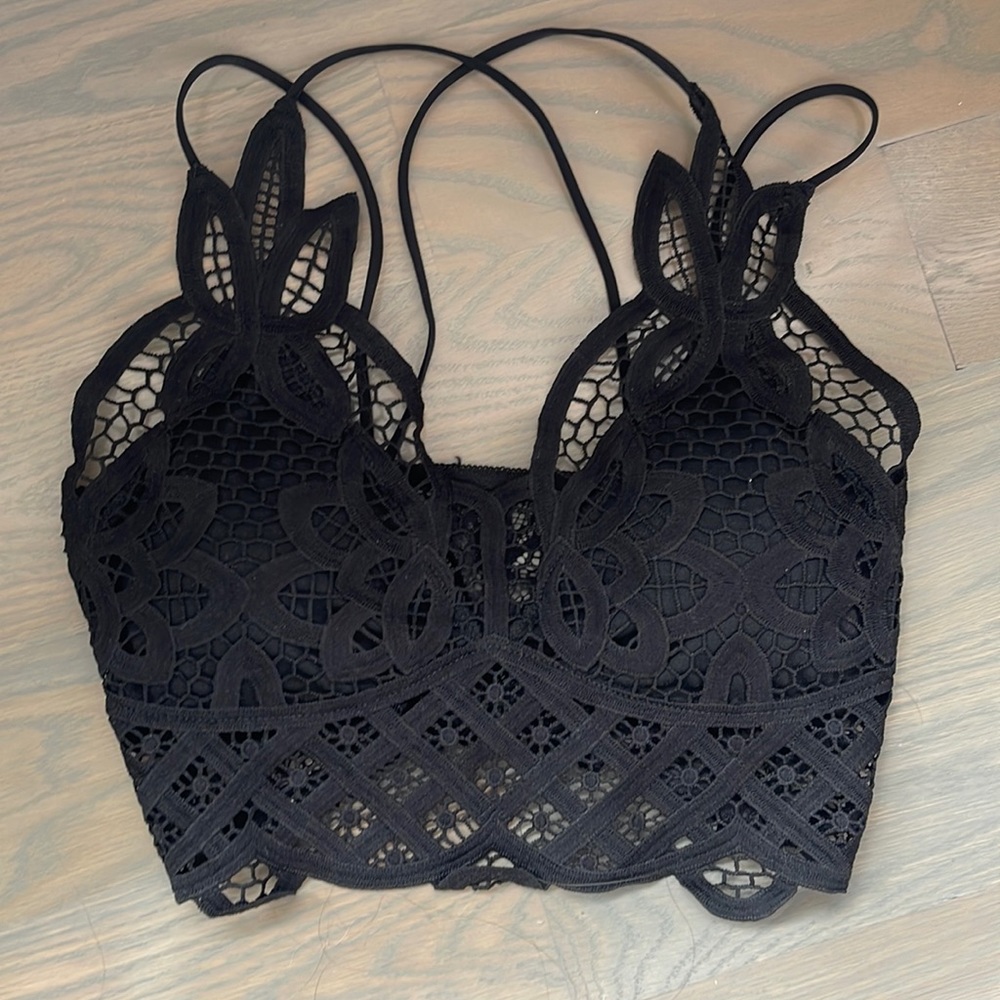 Black lace bralette with removable pads